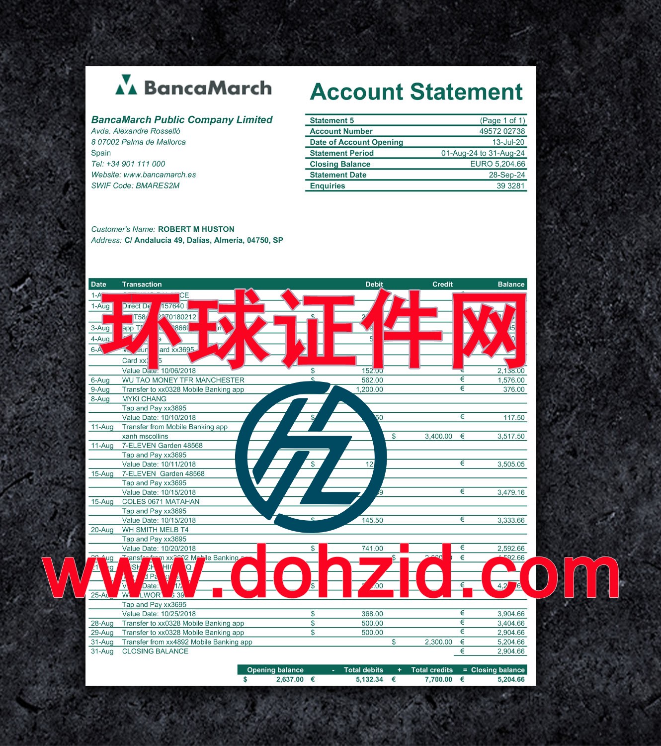 西班牙银行对账单 西班牙银行对账单